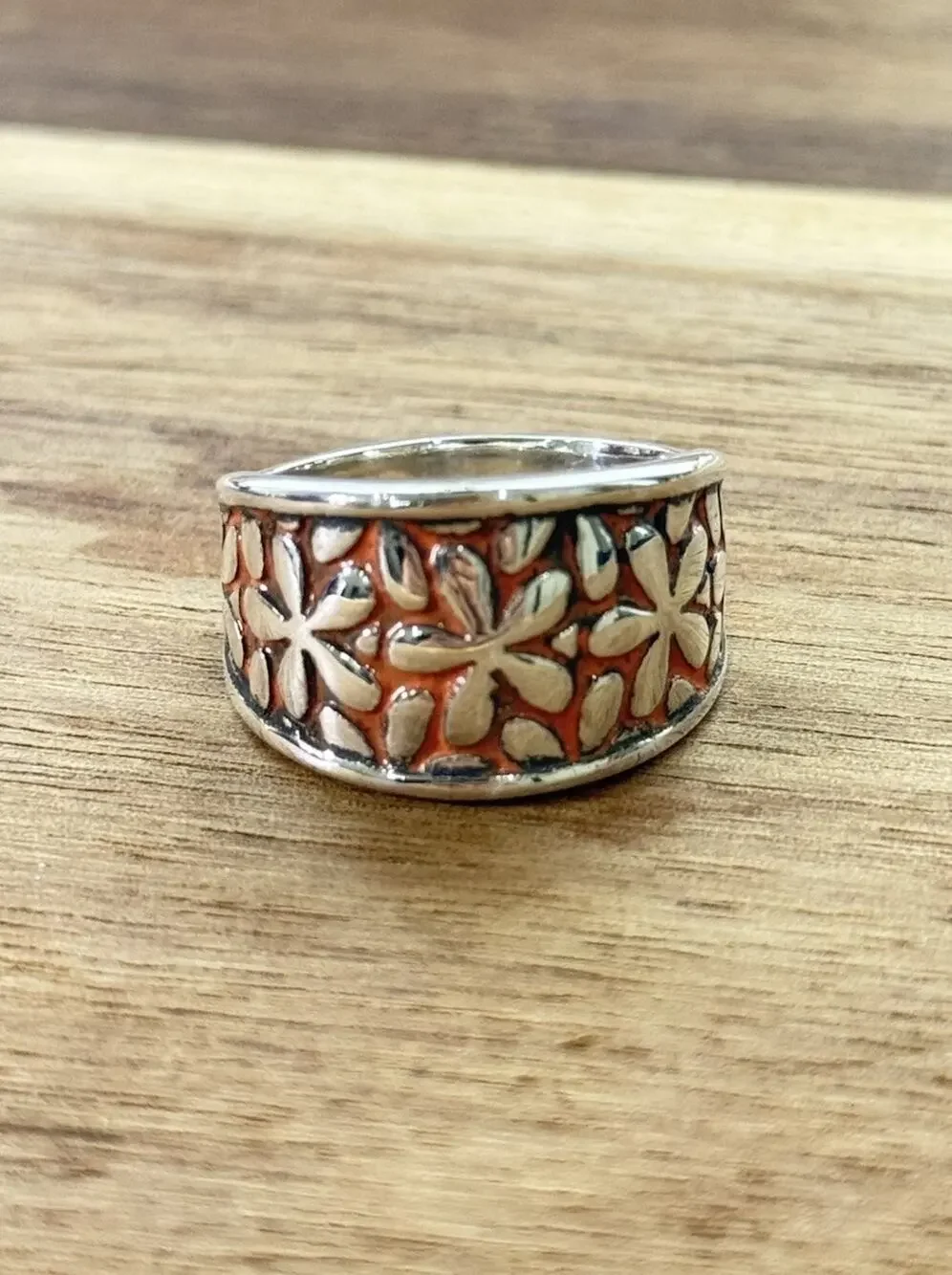 James Avery Retired Silver Spring Blossom Enamel Ring Size 9